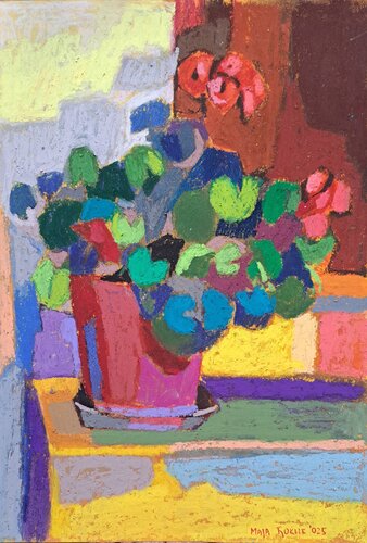 Red geraniums van Maja Đokić Mihajlović, Tekening te koop op Singulart