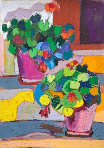 Two flower pots by Maja Đokić Mihajlović, 소묘 for Sale on Singulart