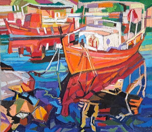 Red ships par Maja Đokić Mihajlović, Dessin en vente sur Singulart