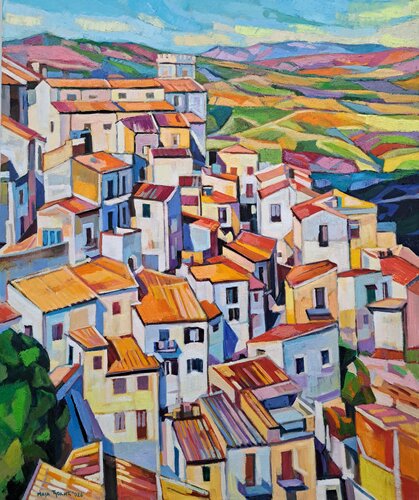 Roofs by Maja Đokić Mihajlović, Painting for Sale on Singulart