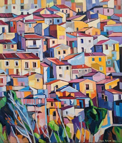 Rhythm of the Houses par Maja Đokić Mihajlović, Peinture en vente sur Singulart