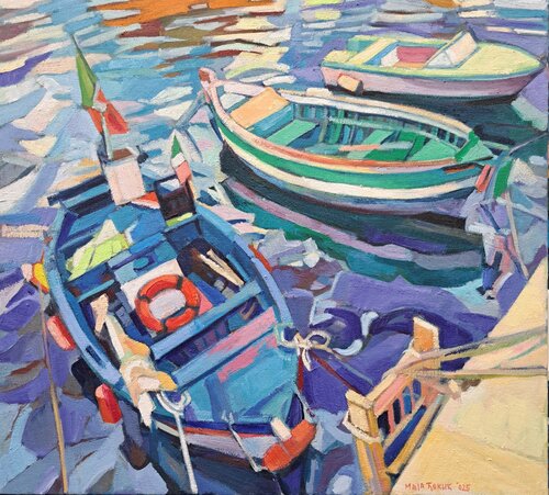 Mediterranean Harbor van Maja Đokić Mihajlović, Schilderij te koop op Singulart