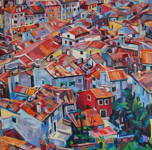 Cityscape II van Maja Đokić Mihajlović, Schilderij te koop op Singulart