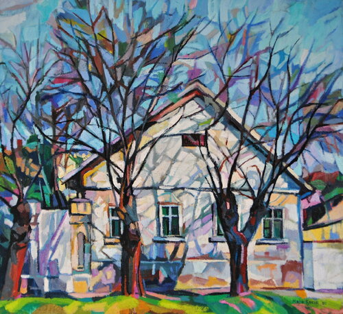 White village house par Maja Đokić Mihajlović, Peinture en vente sur Singulart