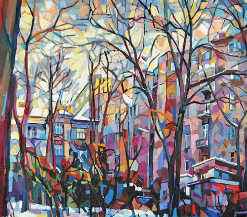Winter yard par Maja Đokić Mihajlović, Peinture en vente sur Singulart