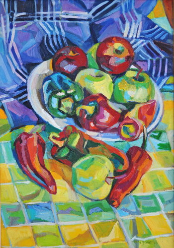 Still life with vegetables van Maja Đokić Mihajlović, Schilderij te koop op Singulart