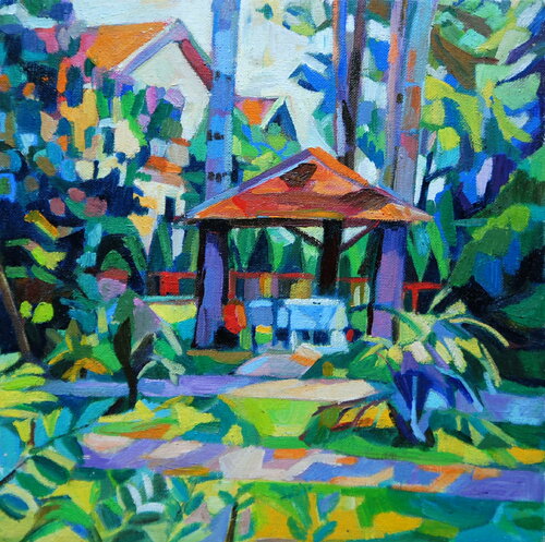 Summer yard van Maja Đokić Mihajlović, Schilderij te koop op Singulart