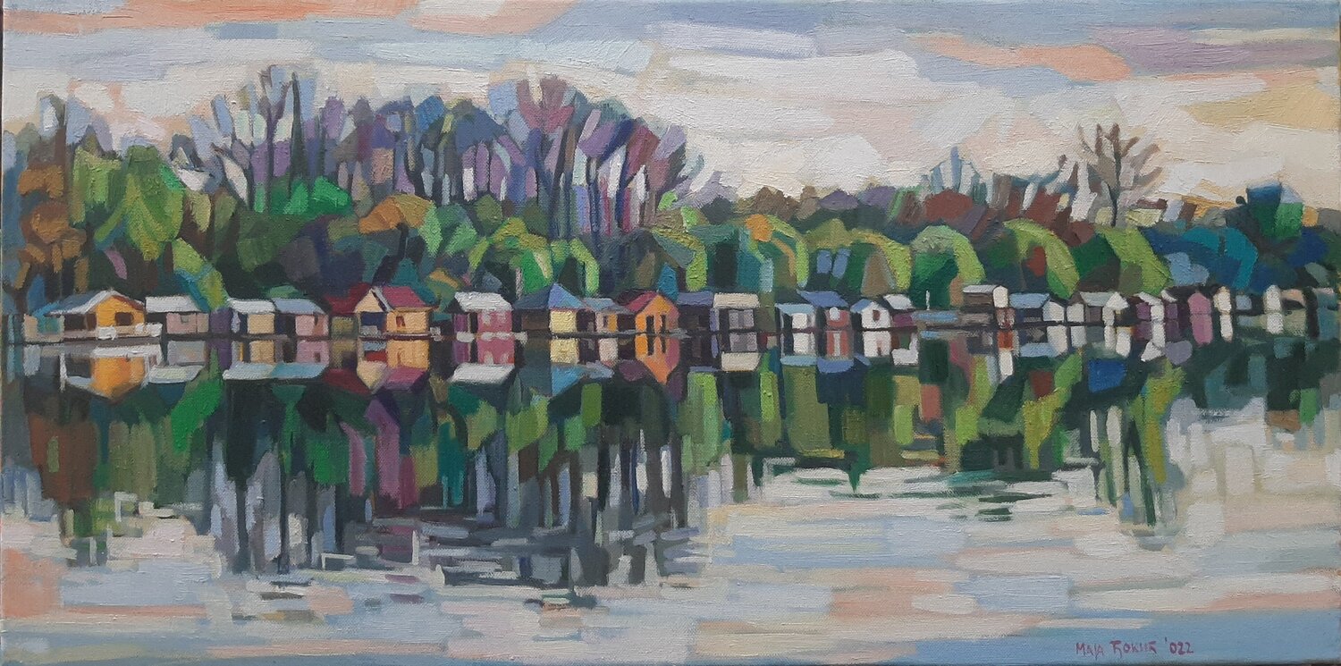 Spring on the Sava River Maja Đokić Mihajlović Originalgemälde zu verkaufen