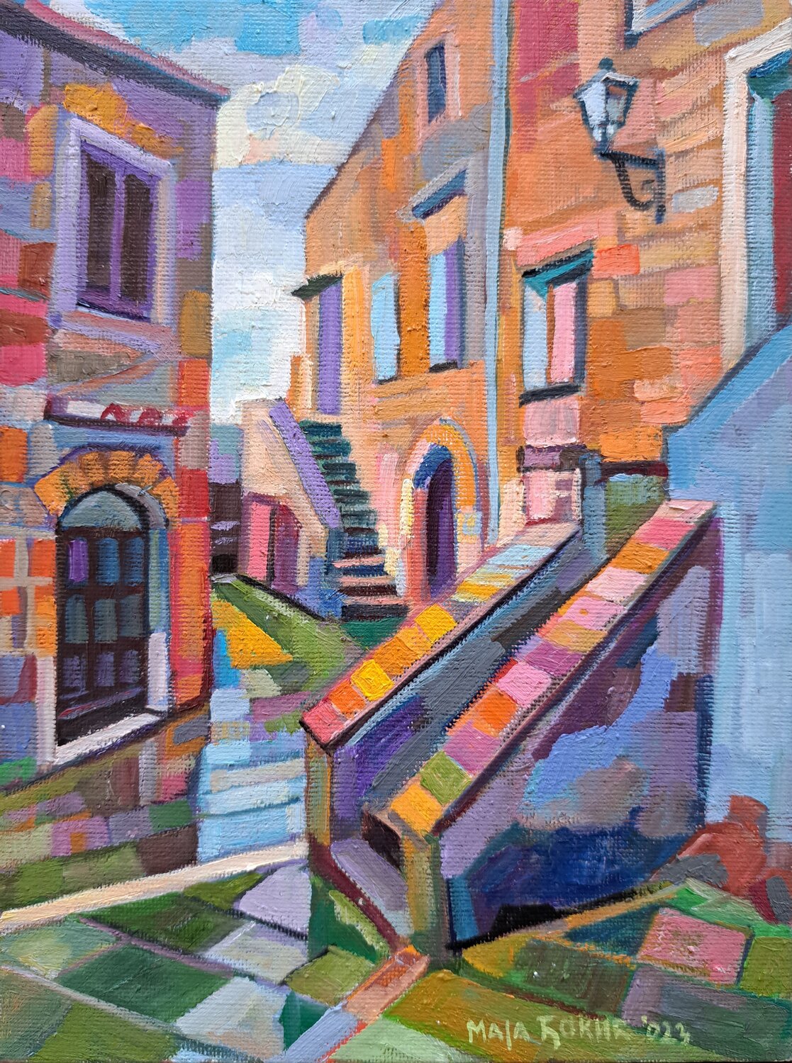 Stairs ,Pitigliano Maja Đokić Mihajlović Peinture originale à vendre