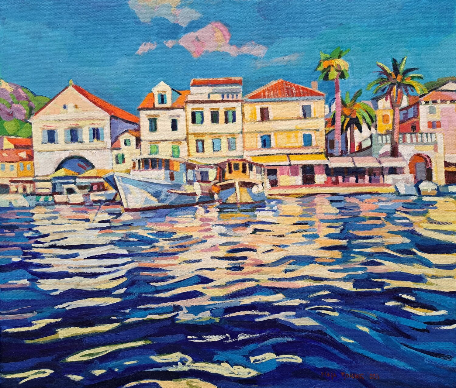 Sunny day on Hvar Maja Đokić Mihajlović Originalgemälde zu verkaufen