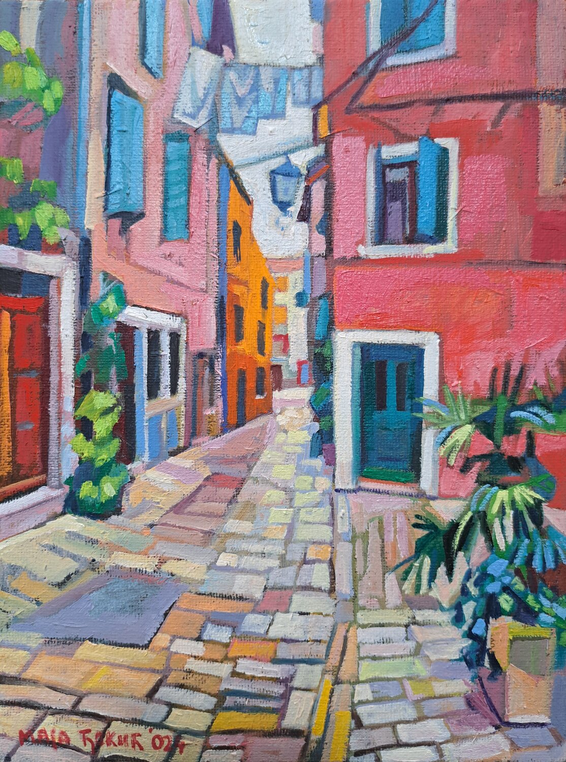 Street in Rovinj Maja Đokić Mihajlović Peinture originale à vendre