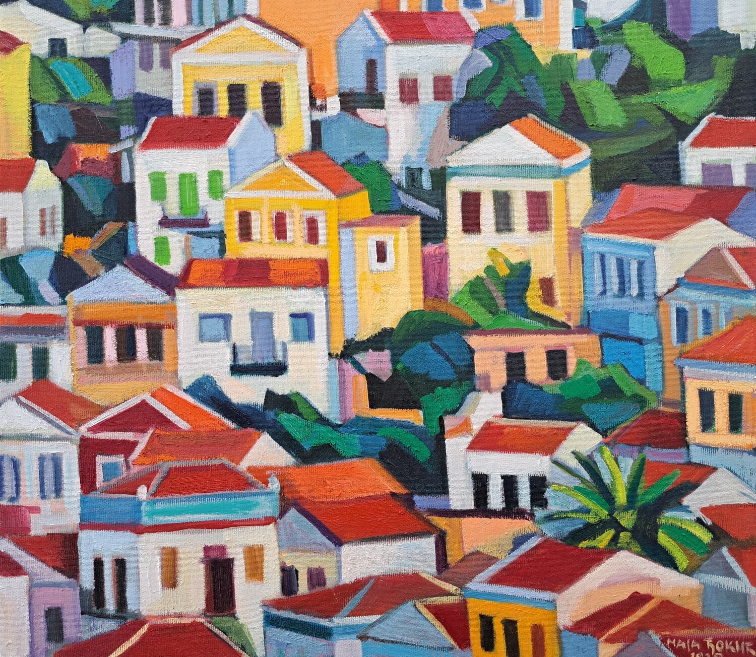 Greek village Maja Đokić Mihajlović Dipinto originale in vendita