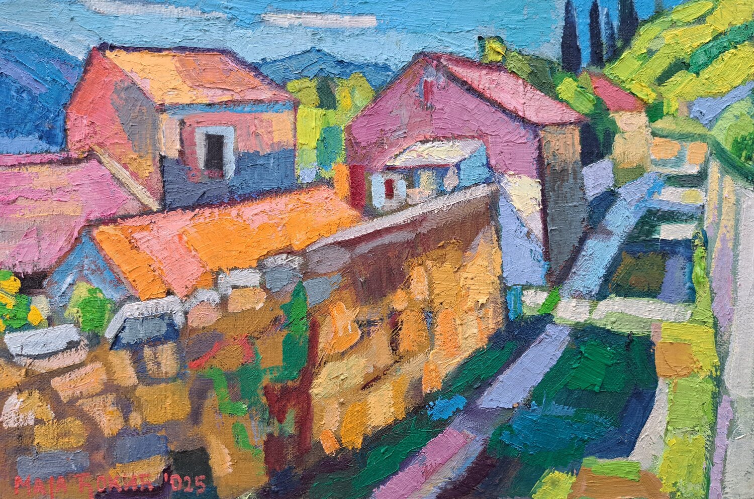Mediterranean village Maja Đokić Mihajlović Originalgemälde zu verkaufen