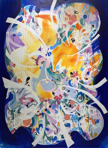 Imagined Landscaped _ Blue Ribon _ Unframed de Deusa Blumke, Pintura a la venta en Singulart