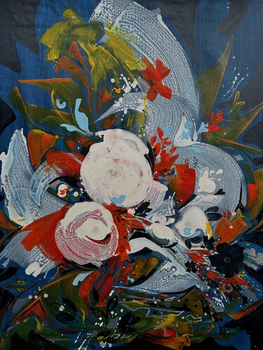 Gardens of Joy Series in Deep Blue de Deusa Blumke, Pintura a la venta en Singulart