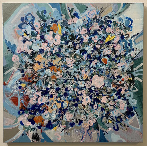 Wild Roses Series - Roses and Grey de Deusa Blumke, Pintura a la venta en Singulart