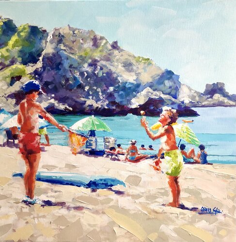 Jeux de plage von Sylvie Gérard, Malerei kaufen auf Singulart