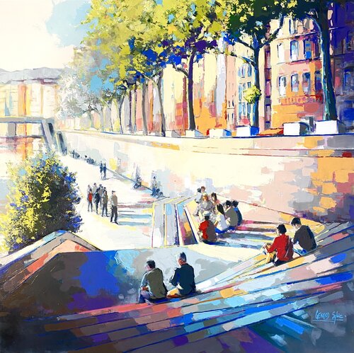 Flânerie sur les rives de Saône par Sylvie Gérard, Peinture en vente sur Singulart