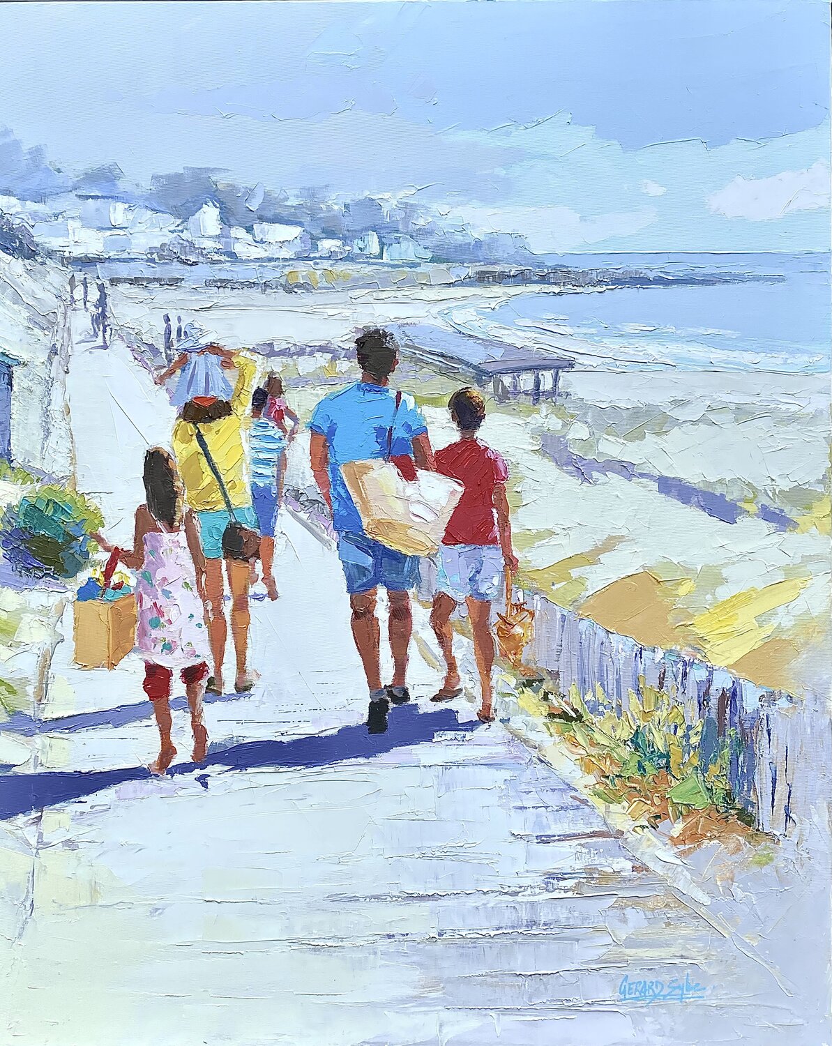 Vacances en famille Sylvie Gérard Dipinto originale in vendita