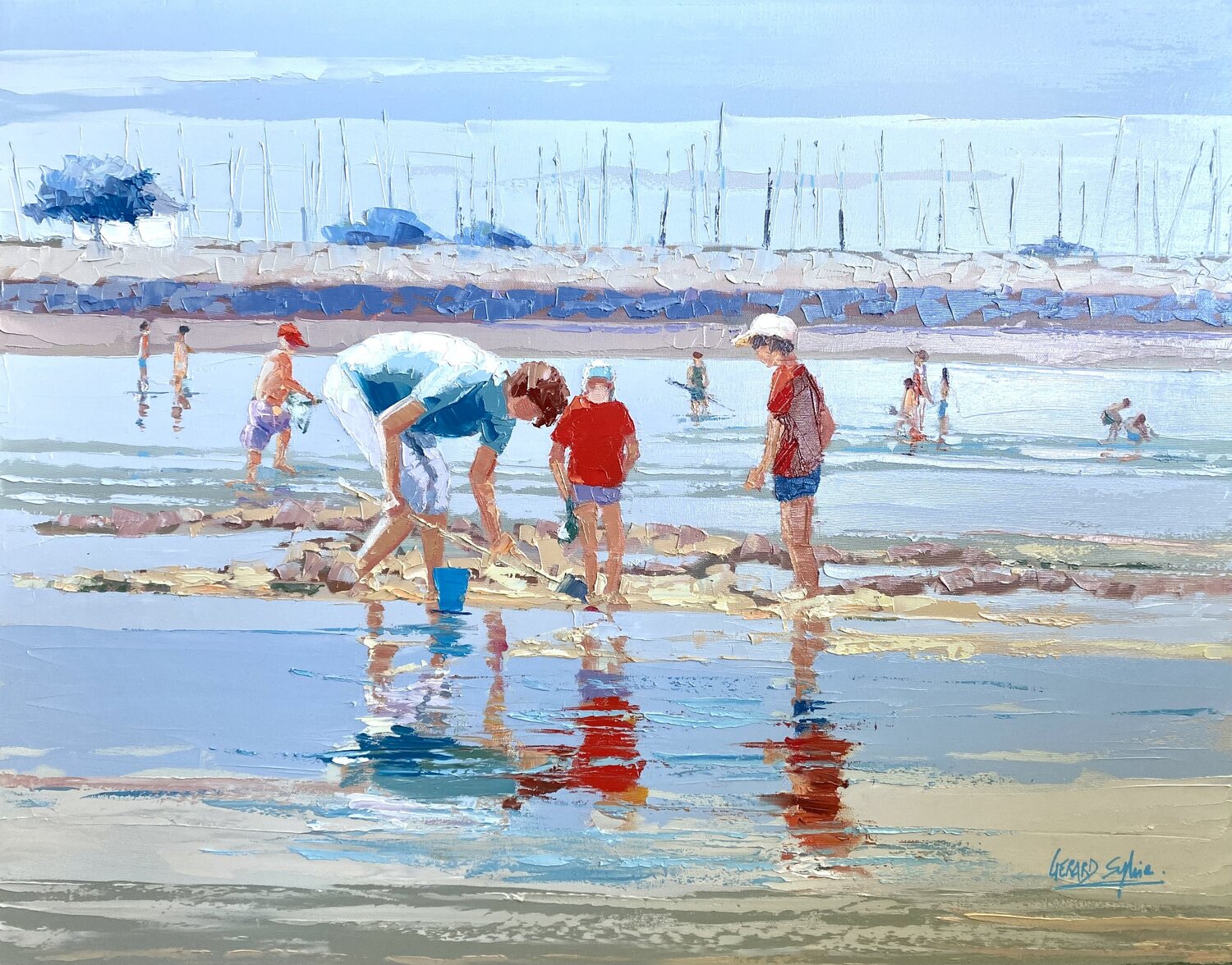 La pêche avec mamie Sylvie Gérard Originalgemälde zu verkaufen