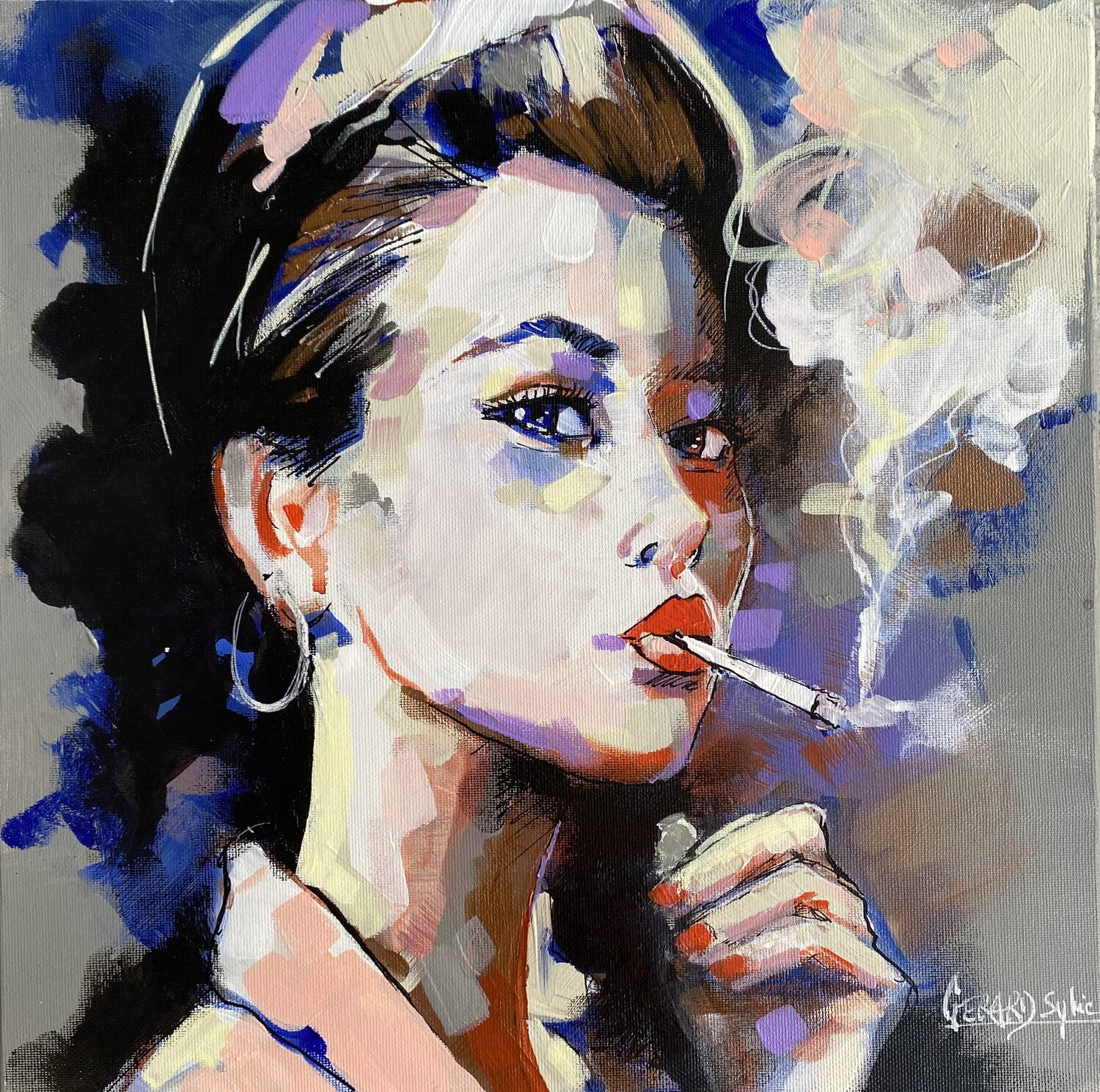 Et puis je fume Sylvie Gérard Originalgemälde zu verkaufen