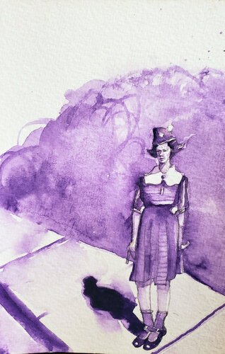 Violet Waiting di Shelton Walsmith, Opera su carta in vendita su Singulart
