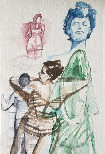 5 Bathers di Shelton Walsmith, Opera su carta in vendita su Singulart