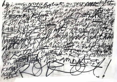 I am so not a robot, I'm just not...or What they say when Cornered Drawing Shelton Walsmith