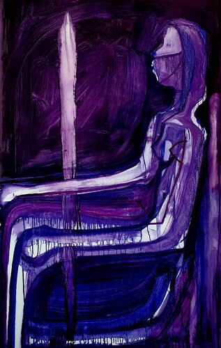 Seated Nude Receiving a Sign van Shelton Walsmith, Schilderij te koop op Singulart