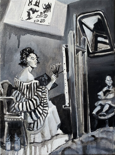 Painter in a Striped Frock von Shelton Walsmith, Malerei kaufen auf Singulart