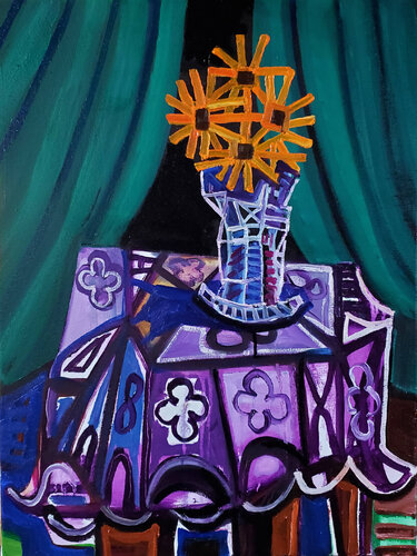 Sunflowers at Night van Shelton Walsmith, Schilderij te koop op Singulart