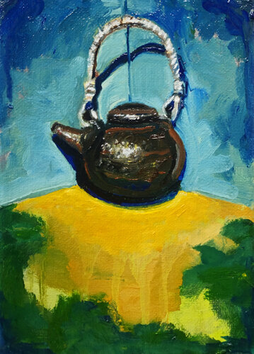 Menagerie Glass + Brass; Teapot (with handle) van Shelton Walsmith, Schilderij te koop op Singulart
