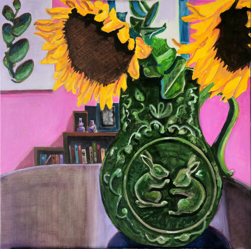 Sunflowers in Bunny Pitcher von Shelton Walsmith, Malerei kaufen auf Singulart
