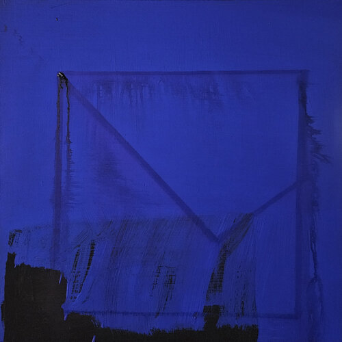 R.I.P .RSVP Black Enveloped in Blue de Shelton Walsmith, Pintura a la venta en Singulart