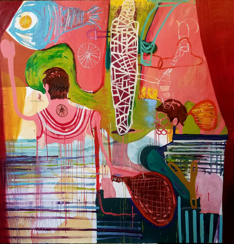 that time y'all went fishin with aunty teebs and got a hook in y'alls lip by Shelton Walsmith, Painting for Sale on Singulart