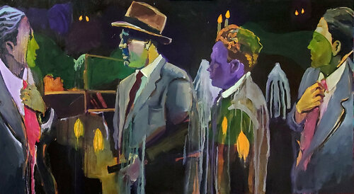 Haunted in Prague or Interroghost von Shelton Walsmith, Malerei kaufen auf Singulart