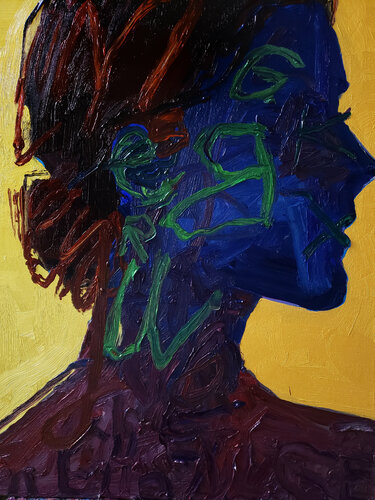 She thought it up she wrote it doewn then disappearded into the light van Shelton Walsmith, Schilderij te koop op Singulart