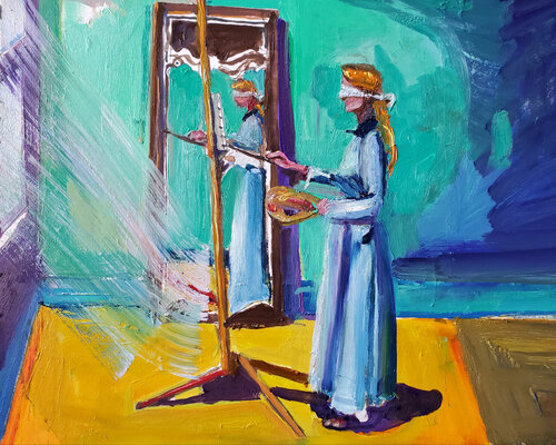 The Veil and Why We Lift it(self portrait as a Victorian lady painter) Shelton Walsmith