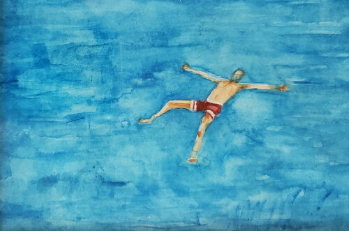 Bather; Red, White and Blew it di Shelton Walsmith, Opera su carta in vendita su Singulart