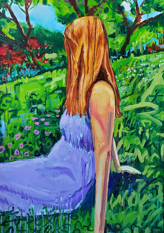 Girl on Hill Lost in Thought Shelton Walsmith