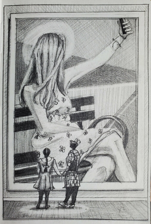 Sketch for Saint Someone Looking for a signal Shelton Walsmith