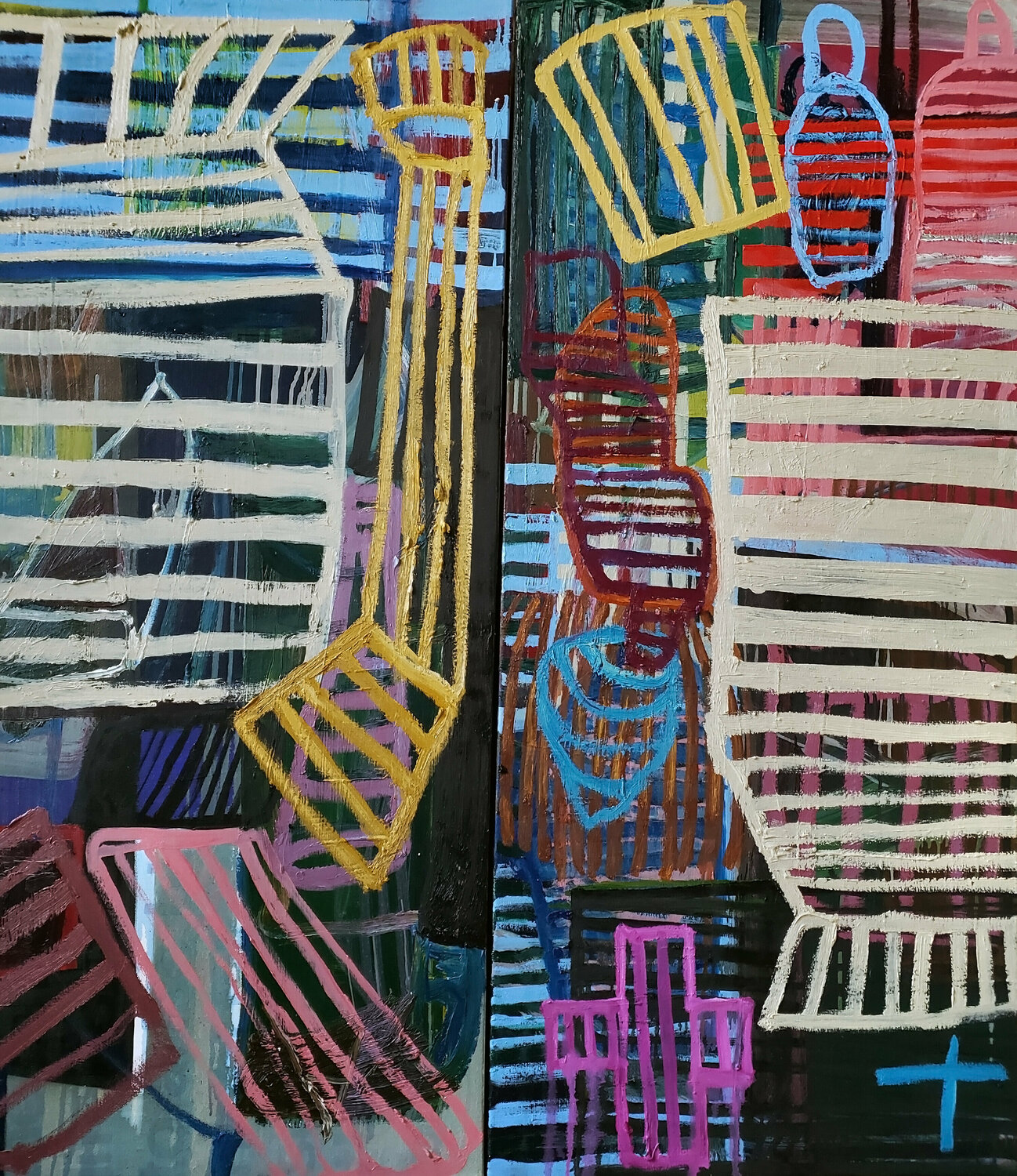 ...and that's how a bill becomes a law diptych Shelton Walsmith Originalgemälde zu verkaufen