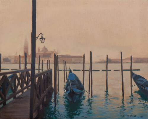Estudio para Canal de Venecia I van Juan Manuel Alvarez Cebrián, Schilderij te koop op Singulart