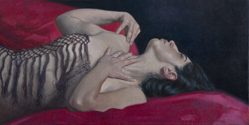 Mujer tumbada con chal von Juan Manuel Alvarez Cebrián, Malerei kaufen auf Singulart