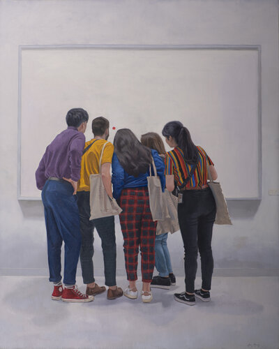 Punto rojo sobre fondo blanco von Juan Manuel Alvarez Cebrián, Malerei kaufen auf Singulart