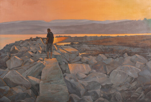 Atardecer en el Rompeolas de Juan Manuel Alvarez Cebrián, Pintura a la venta en Singulart