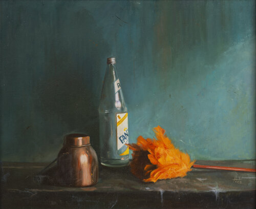 Plumero Naranja par Juan Manuel Alvarez Cebrián, Peinture en vente sur Singulart