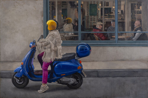La moto azul von Juan Manuel Alvarez Cebrián, Malerei kaufen auf Singulart