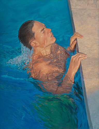 Chico en la piscina by Juan Manuel Alvarez Cebrián, Painting for Sale on Singulart