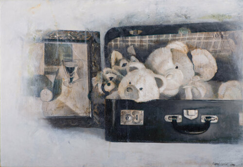 Maleta con peluches. di Juan Manuel Alvarez Cebrián, Pittura in vendita su Singulart